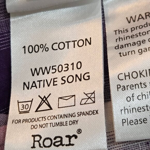 NWT! Roar Native Song Shirt Medium Plaid Embroidered Rhinestone Western Purple - Picture 14 of 15